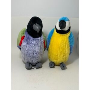 Wild Republic Plush Parrot Lot Blue Gold Macaw Purple Green Tropical Bird